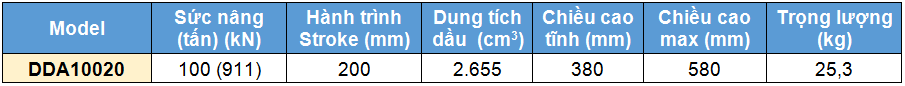 Kich 2 chieu bang nhom 100 tan 200 mm, kich 2 chieu